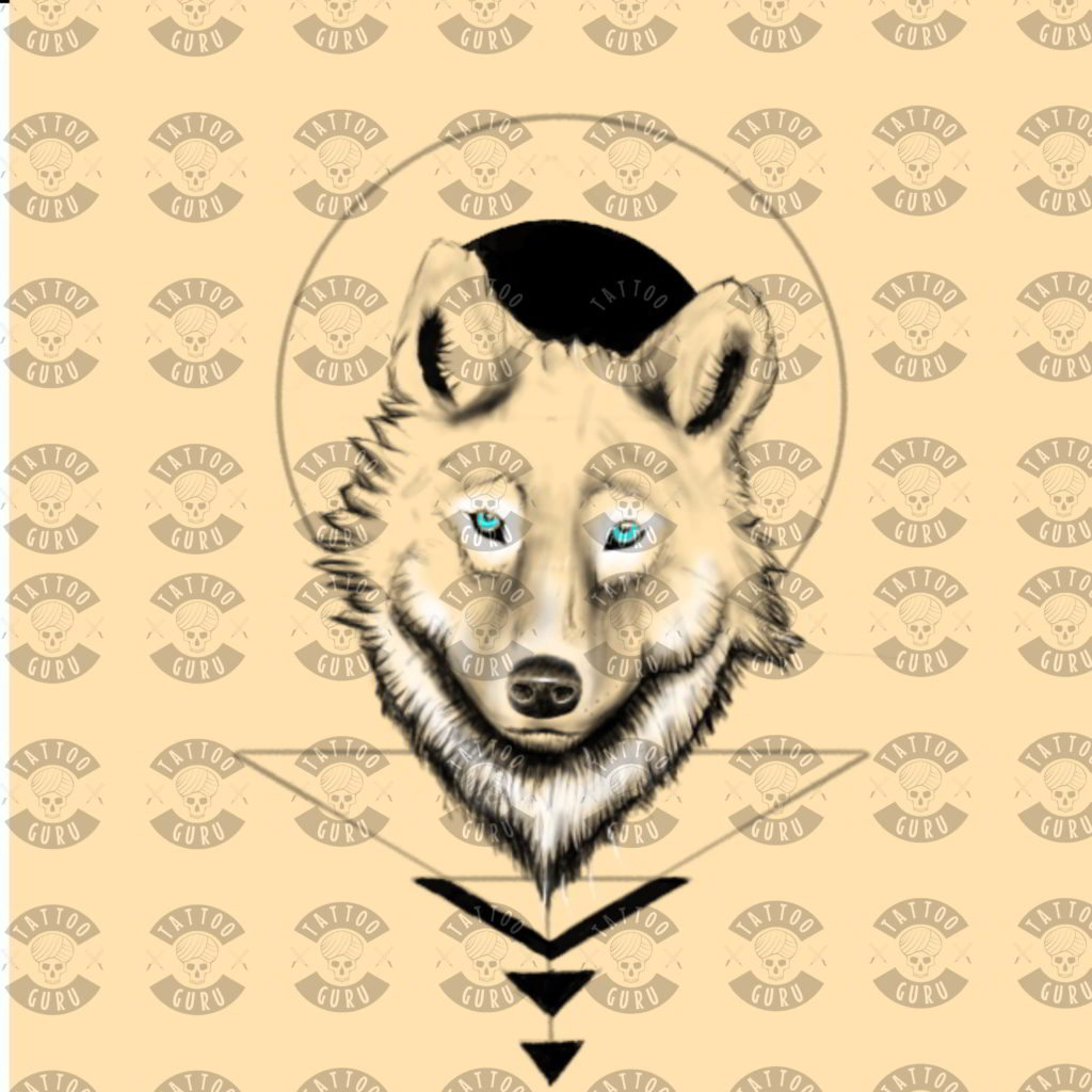 Bild von einem Wolf Tattoo im modernen Stil.